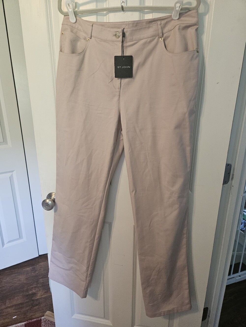 St. John Blush Pink Straight-Leg Pants